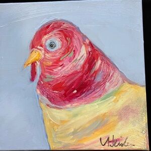 Chicken An Original art Acrylic  Painting12”x12” On Canvas